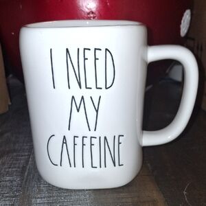 Rae Dunn White 'I Need My Caffeine' Mug